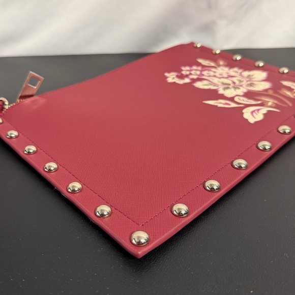 WHBM Red Studded Floral Clutch • Wristlet Bag • Elegant & Edgy - Picture 3 of 7